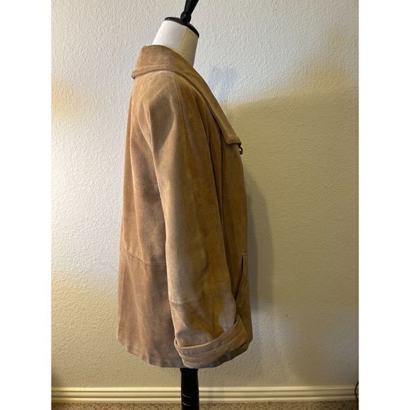 Women's Jordache  100% Leather Long Sleeved Tan‎ Lined Coat - Picture 2 of 11